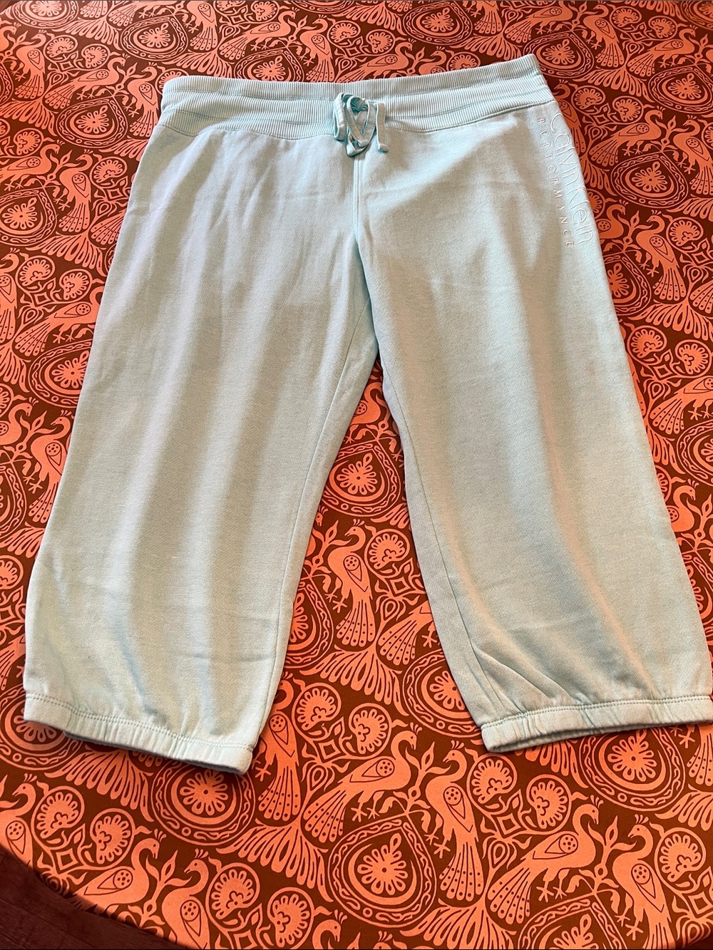 Calvin Klein Performance Light Blue/Green Capri Sweatpants with Drawstring